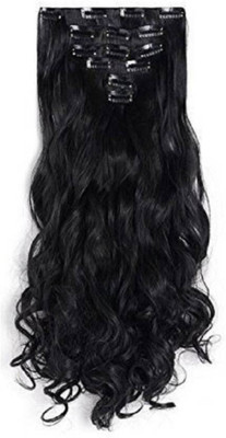 

PELO Synthetic Curly Extension With Clips For Women And Girls, Black Extension Hair Extension