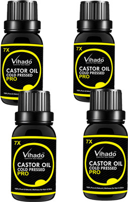 

VIHADO Cold Pressed 100% Pure Castor Oil 7x Pro ( 25 ml) (PACK OF 4) Hair Oil(25 ml)