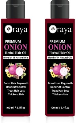 Oraya Onion Oil for hair growth and skin care 200 ml with 14 essential oils and other powerful ingredients like amla, bhringraj, sandalwood, castor, argan, sunflower and many more Hair Oil (200 ml) Pack of-2 bottle Hair Oil(200 ml)