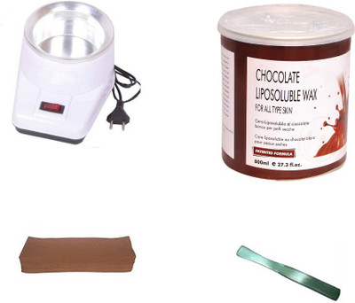 

Shopfleet Combo of Chocolate Liposoluble Wax (800 Gm.) with 1 Automatic Wax Heater,50 Wax Strips and 1 Steel Knife Wax(4, Set of 4)