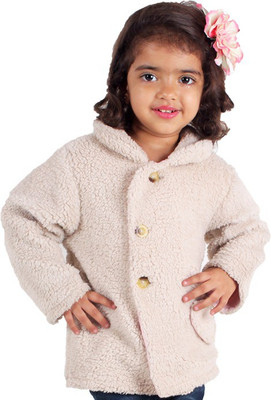 

Kidsdew Full Sleeve Self Design Baby Girls Jacket, Winter white