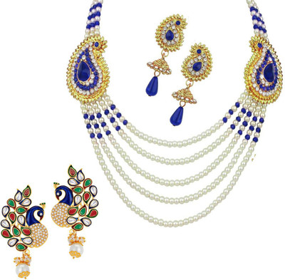 Styylo Jewels Alloy Gold-plated Blue, White Jewellery Set(Pack of 1)