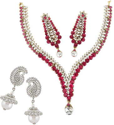 Styylo Jewels Alloy Gold-plated White, Pink Jewellery Set(Pack of 1)