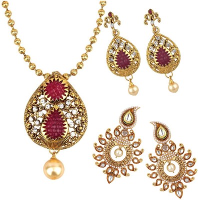 Angel In You Brass, Alloy Gold-plated Pink, White Jewellery Set(Pack of 1)