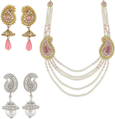 Jewels Capital Alloy Gold-plated White, Pink Jewellery Set(Pack of 1)