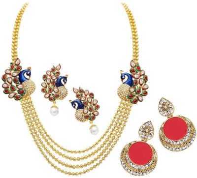 JEWELS GURU Brass, Alloy Gold-plated Multicolor Jewellery Set(Pack of 1)