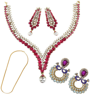 Angel In You Brass, Alloy Gold-plated Pink, Blue, White Jewellery Set(Pack of 1)
