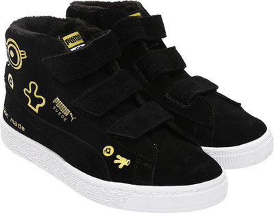 

Puma Boys & Girls Velcro Sneakers(Black, Black-white-minion yellow