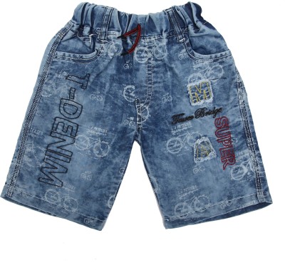 ZADMUS Short For Boys Casual Printed, Embriodered Denim(Blue, Pack of 1)