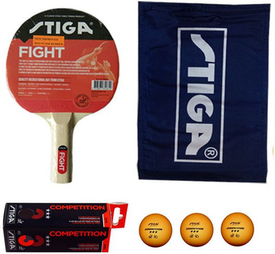 

Stiga Combo of 3, 1 Fight Table Tennis Racquet, 1 Table Tennis Racquet Cover, 1 Box Competition Table Tennis 3 Ball Table Tennis Kit