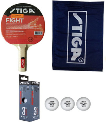 Stiga Combo of 3, 1 Fight Table Tennis Racquet, 1 Table Tennis Racquet Cover, 1 Box Perform 40+ Table Tennis 3 Ball Table Tennis Kit