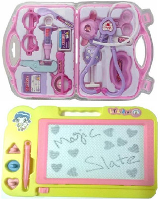 

saburi Cute Pink Doctor Set And education Learning Magic Yellow Slate(Multicolor)