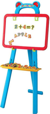 

Amazia 3 In 1 Double Sided Educational Magnetic White Chalk Board Learning Easel with 84 Pcs for Kids (Multicolor)