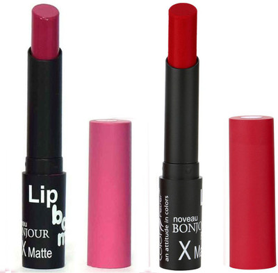 

Bonjour Paris Creamy Matte Lipsticks Set Of Must Have Colors Professional Quality with High Pigment Load 2 Pcs A18(Rose Blush, Rusy)