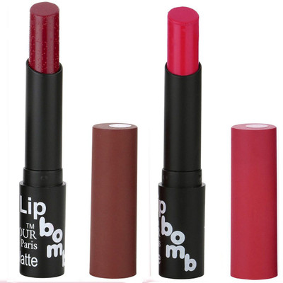 

Bonjour Paris Single Stock Application Color Sensational Creamy Matte With Sheya Butter 2 Pcs Lipsticks A17(Plum, Granet)