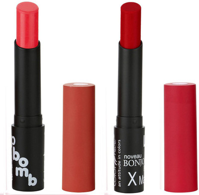 

Bonjour Paris Creamy Matte Lipsticks Set Of Must Have Colors Professional Quality with High Pigment Load 2 Pcs A52(Strawberry, Rusy)
