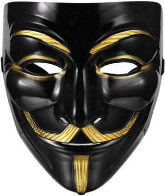 

Charismacart Charismscart Plastic Fawkes Mask Anonymous VIP Edition Face-Mask Perfect Fit Cosplay Protest V for Vendetta DC Comics (Black) Pack of 10