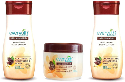 

EVERYUTH NATURALS MOISTURISING CREAM 100ML HAVING COCO BUTTER, WHEATGERM & ALMOND+MOISTURISING BODY LOTION 200ML HAVING COCOA BUTTER, WHEATGERM & HONEY(200 ml)