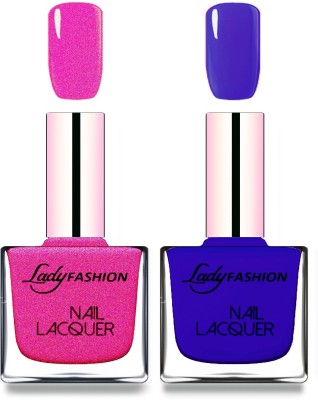 

Lady Fashion Cube Shaped Made In India Nail Polish Mettalic pink, Blue(Pack of 2)