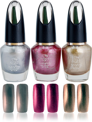 

Mars Shiny Metallic Pack of 3 nail polish Multicolor(Pack of 3)