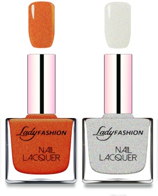 Lady FASHION Cube Shaped Made In India Nail Polish Copper, Grey(Pack of 2)