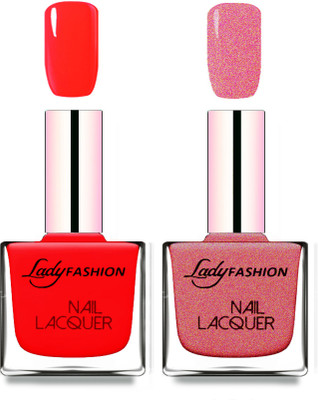 

Lady Fashion Cube Shaped Made In India Nail Polish Juicy Red, Mauve(Pack of 2)