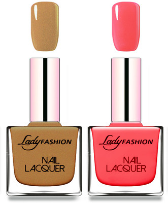 

Lady Fashion Cube Shaped Made In India Nail Polish Mettalic Brown, Light Orange(Pack of 2)