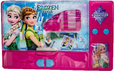 

Shopkooky Frozen Cartoon Character Printed Designer Jumbo Button Pencil Box with Accessories Birthday gift Art Plastic Pencil Box(Set of 1, Multicolor)