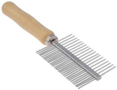 

Furious3D Wooden Handle Double Sided Steel Needles Grooming Basic Comb for Dog, Cat