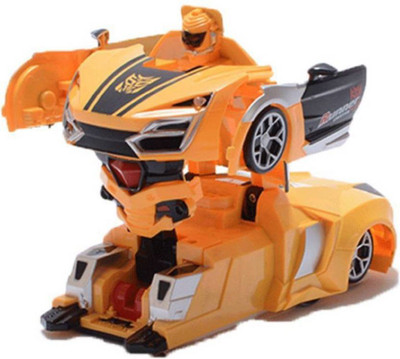 

KENZAI Rechargeable One key Deformation wall climber transformer car with 360 rotation and led lights for kids (Yellow)(Yellow)