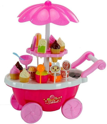 

Dhawani Ice Cream Kitchen Play Cart Kitchen Set Toy with Lights and Music, Small sweet shop for kids