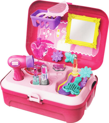 

Parteet Pretend Play Make up Kit Little Girls Dress-up Fake Cosmetic Set with Storage Backpack Box-No Mess Kids Beauty Educational Toy