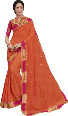 Ratnavati Embroidered Bollywood Georgette Saree(Orange)