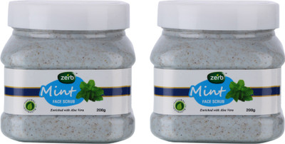 

Zerb Gentle Exfoliating Mint Face Scrub|Dead Skin Remover and Revitalise Healthy Skin Glow Set of 2 x 200 g Scrub(200 g)