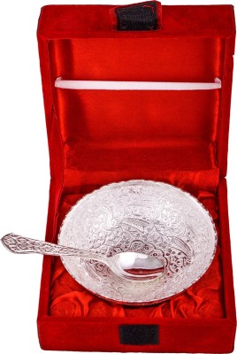 

Ellegent Silver Plated Bowl with Spoon Set Silver Plated Decorative Platter(Silver, Pack of 2)