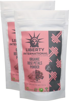 

LIBERTY INTERNATIONAL 100% Organic Rose Petals Powder All Natural For Facial Mask Formulation, Skin and Hair Care (2 x 114 gm) NT11(228 g)