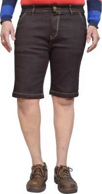 AmERiCAn nOTi Solid Men Denim Brown Denim Shorts