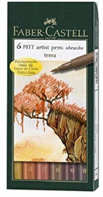 

Faber-Castell 6pitt artist pens brush TERRA sketch Nib Sketch Pens(Set of 6, TERRA)