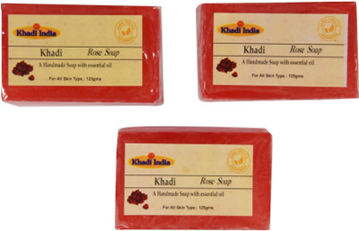 

Khadi India Handmade Herbal Soap with Essential Oil Rose 125gm Pack of 3 Rose(375 g, Pack of 3)