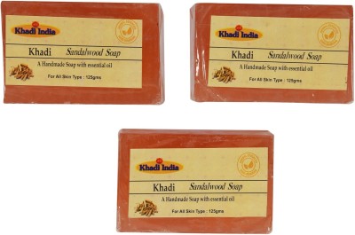 

Khadi India Handmade Herbal Soap with Essential Oil Sandalwood 125gm Pack of 3 Sandalwood(375 g, Pack of 3)