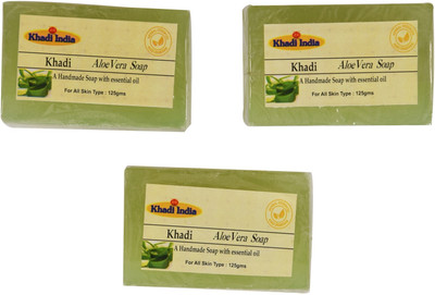 

Khadi India Handmade Herbal Soap with Essential Oil Aloe Vera 125gm Pack of 3 Aloe Vera(375 g, Pack of 3)