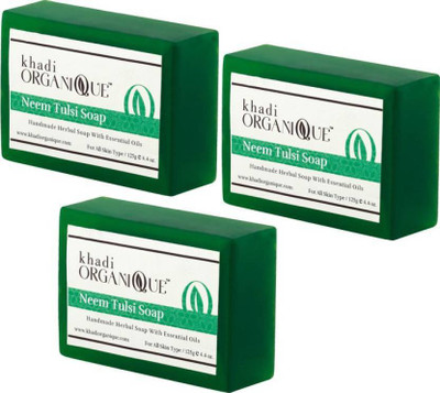 

khadi organique HANDMADE NEEM-TULSI WITH ESSENTIAL OIL -375 GM PACK OF 3 (375 g, Pack of 3)(375 g, Pack of 3)