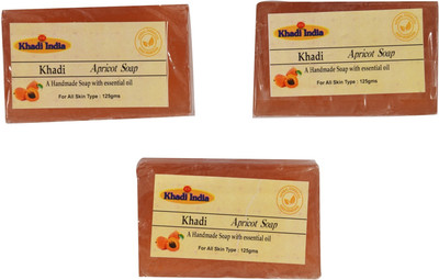 

Khadi India Handmade Herbal Soap with Essential Oil Apricot 125gm Pack of 3 Apricot(375 g, Pack of 3)