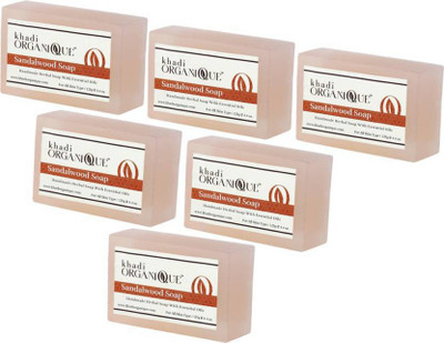 

khadi organique HANDMADE SANDALWOOD SOAP WITH ESSENTIAL OIL (750 g, Pack of 6)(750 g, Pack of 6)