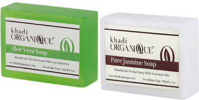 

khadi organique HANDMADE ALOEVERA JASMINE SOAP COMBO PACK (250 g, Pack of 2)(250 g, Pack of 2)