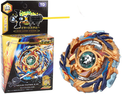 

Apurbas B-79 Beyblade Burst Drain Fafnir.8NT Stamina Starter with Launcher(Gold)