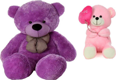 

Samayra Toys Combo Offer Large Cute Purple Teddy Bear 4 Feet & Balloon Teddy Bear with I Love you heart 40 Cm - 120 cm(Purple, Pink), Pink;purple