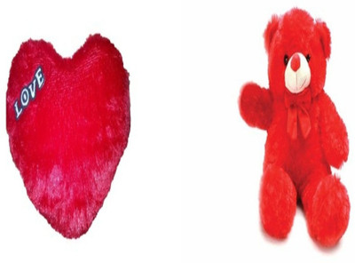 

Agnolia Soft spongy sweet Red tie teddy with love heart - 75 cm(Red)