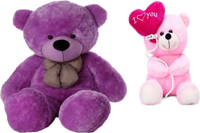 

THE HIGH THINKING TOYS Combo Offer Pack of Two Purple Teddy Bear 3 Feet & Pink Balloon Teddy Bear with I Love you heart 20 Cm - 90 cm(Purple, Pink), Pink;purple