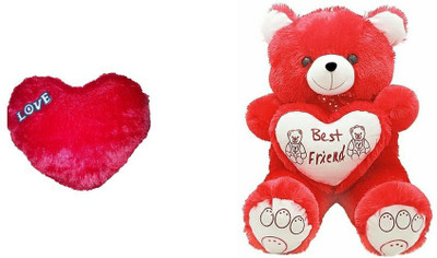 

Agnolia Soft spongy huggable best friend Red Teddybear with Red heart - 75 cm(Red)